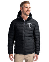 Texas Rangers Mono Cutter & Buck Mission Ridge Repreve® Eco Insulated Mens Puffer Jacket Black Front