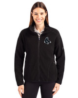 Boston Red Sox Mono Cutter & Buck Cascade Eco Fleece Womens Full Zip Jacket Black Front