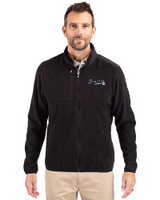 Atlanta Braves Mono Cutter & Buck Cascade Eco Fleece Mens Full Zip Jacket Black Front
