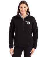 Cleveland Guardians Mono Cutter & Buck Cascade Eco Fleece Womens Pullover Jacket Black Front