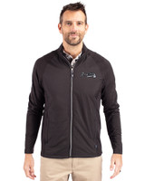 Atlanta Braves Mono Cutter & Buck Adapt Eco Knit Hybrid Recycled Mens Big & Tall Full Zip Jacket Black Front