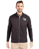 Cleveland Guardians Mono Cutter & Buck Adapt Eco Knit Hybrid Recycled Mens Big & Tall Full Zip Jacket Black Front