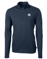 Milwaukee Brewers Mono Cutter & Buck Virtue Eco Pique Recycled Quarter Zip Mens Big & Tall Pullover NVBU_MANN_HG 1