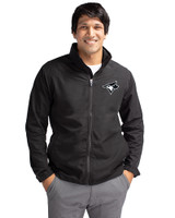 Toronto Blue Jays Mono Cutter & Buck Charter Eco Knit Recycled Big & Tall Full-Zip Jacket Black Front
