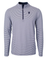 Detroit Tigers Mono Cutter & Buck Virtue Eco Pique Micro Stripe Recycled Mens Big & Tall Quarter Zip NVBW_MANN_HG 1