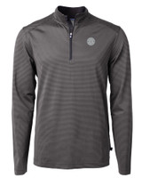Seattle Mariners Mono Cutter & Buck Virtue Eco Pique Micro Stripe Recycled Mens Quarter Zip BLEG_MANN_HG 1
