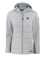 Boston Red Sox Mono Cutter & Buck Evoke Hybrid Eco Softshell Recycled Full Zip Womens Hooded Jacket CNC_MANN_HG 1