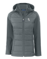 Chicago White Sox Mono Cutter & Buck Evoke Hybrid Eco Softshell Recycled Full Zip Womens Hooded Jacket EG_MANN_HG 1