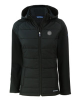 Seattle Mariners Mono Cutter & Buck Evoke Hybrid Eco Softshell Recycled Full Zip Womens Hooded Jacket BL_MANN_HG 1