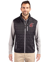 Washington State Cougars Cutter & Buck Rainier PrimaLoft® Mens Eco Insulated Full Zip Puffer Vest Black Front