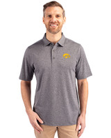 Iowa Hawkeyes Cutter & Buck Forge Heathered Stretch Mens Polo Charcoal Heather Front