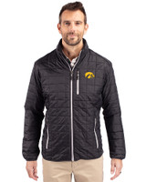 Iowa Hawkeyes Cutter & Buck Rainier PrimaLoft® Mens Eco Insulated Full Zip Puffer Jacket Black Front