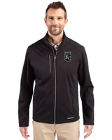 Kansas City Royals Monochromatic Cutter & Buck Evoke Recycled Honeycomb Fleece Mens Full Zip Jacket Black Front