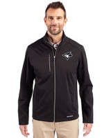 Toronto Blue Jays Mono Cutter & Buck Evoke Softshell Recycled Full Zip Mens Jacket Black Front