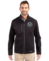 New York Mets Monochromatic Cutter & Buck Evoke Recycled Honeycomb Fleece Mens Full Zip Jacket Black Front