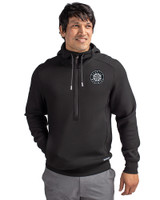 Seattle Mariners Mono Cutter & Buck Roam Epic Versatility Half Zip Recycled Mens Hooded Pullover Black Front