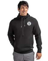 Milwaukee Brewers Mono Cutter & Buck Roam Epic Versatility Half Zip Recycled Mens Hooded Pullover Black Front