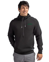 New York Jets Cutter & Buck Roam Epic Versatility Half Zip Recycled Mens Hooded Pullover Black Front