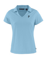 Pittsburgh Pirates Mono Cutter & Buck Daybreak Eco Recycled Womens V-neck Polo Atlas Light Blue Mannequin