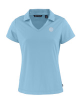 Chicago Cubs Mono Cutter & Buck Daybreak Eco Recycled Womens V-neck Polo Atlas Light Blue Mannequin