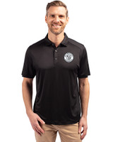 Milwaukee Brewers Mono Cutter & Buck Forge Eco Stretch Recycled Mens Polo Black Front
