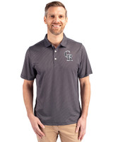 Colorado Rockies Mono Cutter & Buck Pike Eco Symmetry Print Stretch Recycled Mens Big & Tall Polo Black/White Front