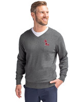 Ole Miss Rebels Cutter & Buck Lakemont Tri-Blend Mens V-Neck Pullover Sweater Charcoal Heather Front