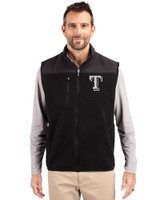 Texas Rangers Mono Cutter & Buck Cascade Eco Fleece Mens Vest Black Front