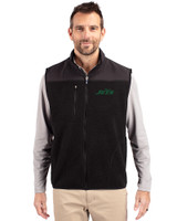 New York Jets Cutter & Buck Cascade Eco Fleece Mens Vest Black Front