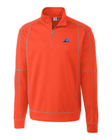 West Michigan Whitecaps Clique Helsa Performance Mens Half Zip Pullover Sweatshirt Blood Orange Mannequin