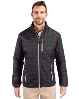 North Texas Mean Green Cutter & Buck Rainier PrimaLoft® Mens Eco Insulated Full Zip Puffer Jacket Black Front