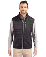 North Texas Mean Green Cutter & Buck Rainier PrimaLoft® Mens Eco Insulated Full Zip Puffer Vest Black Front