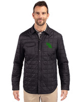 North Texas Mean Green Cutter & Buck Rainier PrimaLoft® Mens Eco Insulated Quilted Shirt Jacket Black Front
