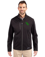 North Texas Mean Green Cutter & Buck Evoke Softshell Recycled Full Zip Mens Jacket Black Front