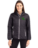 North Texas Mean Green Cutter & Buck Rainier PrimaLoft®  Womens Eco Insulated Full Zip Puffer Jacket Black Front