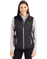North Texas Mean Green Cutter & Buck Rainier PrimaLoft® Womens Eco Insulated Full Zip Puffer Vest Black Front