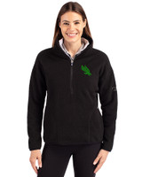 North Texas Mean Green Cutter & Buck Cascade Eco Fleece Womens Pullover Jacket Black Front