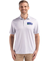 Seattle Seahawks Historic Cutter & Buck Pike Eco Diamond Dot Print Recycled Mens Polo Polished Medium Gray Front