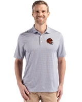 Cincinnati Bengals NFL Helmet Cutter & Buck Pike Eco Diamond Dot Print Recycled Mens Polo Black Front