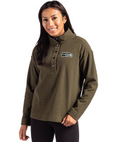 Seattle Seahawks Mono Cutter & Buck Hunts Point Eco Textured Fleece Recycled Womens Snap Pullover PLO_PRO_HG 