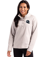 Seattle Seahawks NFL Helmet Cutter & Buck Hunts Point Eco Textured Fleece Recycled Womens Snap Pullover POL_PRO_HG 