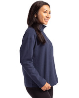 Los Angeles Chargers NFL Helmet Cutter & Buck Hunts Point Eco Textured Fleece Recycled Womens Snap Pullover Navy Blue Side