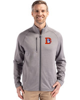 Denver Broncos Historic Cutter & Buck Peshastin Fleece Recycled Mens Full Zip Jacket Elemental Grey Heather Front