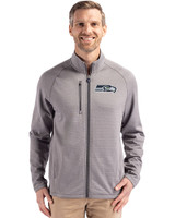 Seattle Seahawks Cutter & Buck Peshastin Fleece Recycled Mens Full Zip Jacket Elemental Grey Heather Front