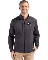 Minnesota Vikings NFL Helmet Cutter & Buck Peshastin Fleece Recycled Mens Full Zip Jacket Black Heather Front