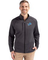 Detroit Lions Cutter & Buck Peshastin Fleece Recycled Mens Full Zip Jacket Black Heather Front