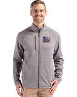 New York Giants Americana Cutter & Buck Peshastin Fleece Recycled Mens Full Zip Jacket Elemental Grey Heather Front