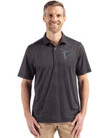Atlanta Falcons Mono Cutter & Buck Pike Eco Shadow Check Print Recycled Mens Big & Tall Polo Black Front