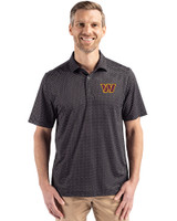Washington Commanders Cutter & Buck Pike Eco Shadow Check Print Recycled Mens Big & Tall Polo Black Front