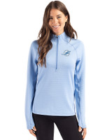 Miami Dolphins Mono Cutter & Buck Peshastin Fleece Recycled Womens Half Zip Pullover Atlas Heather Front